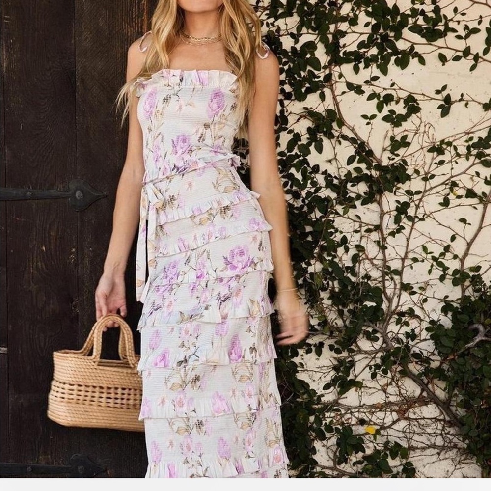 V. Chapman Strapless Floral Dress - Pink and White - Picture 5 of 6